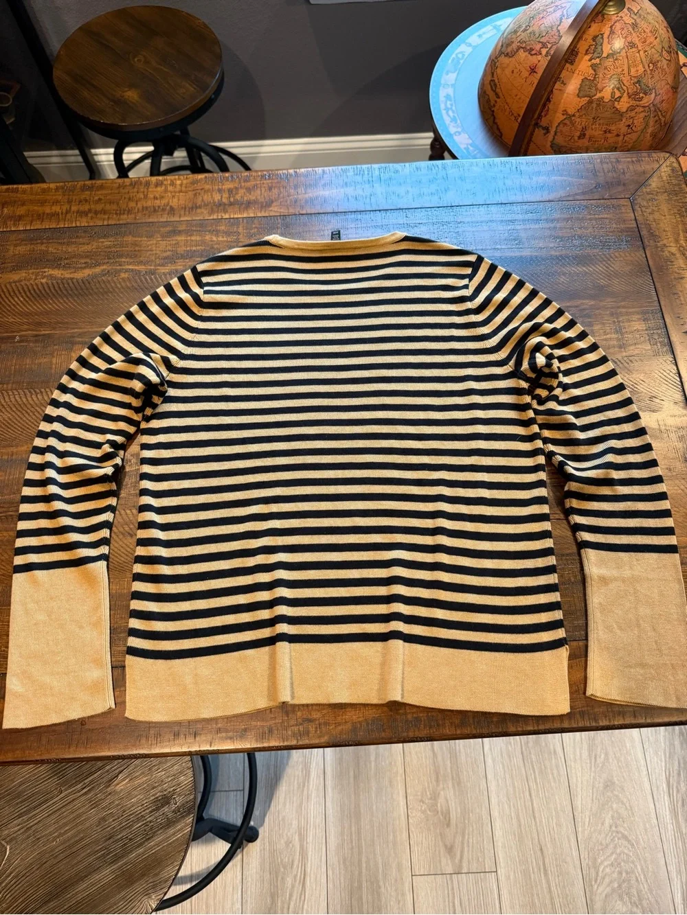 Eileen Fisher Tencel Silk Striped Pullover Sweater Medium Clay Tan Black